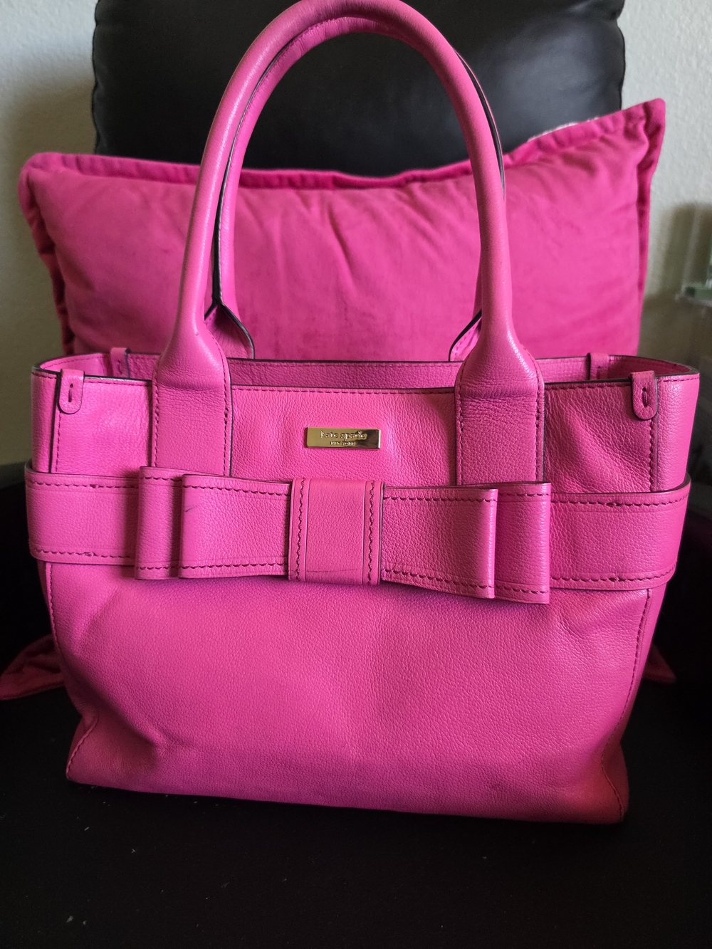 Kate Spade Hot Pink Leather Bow Tote